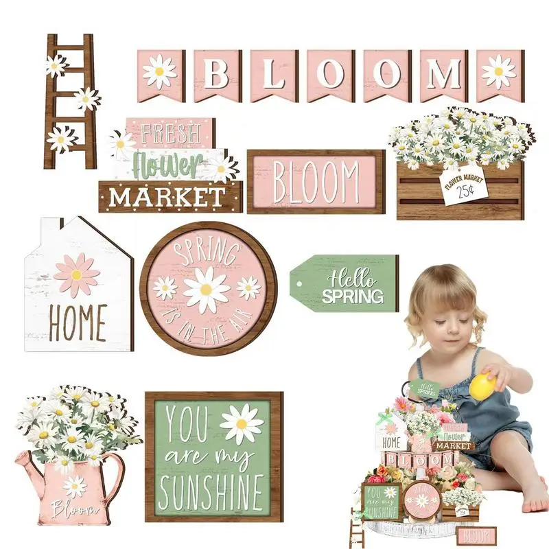 

Весенний поднос декор, весенний цветок, многоярусный поднос, декор для фермерского дома, Маргаритка, деревянный знак, красивые деревенские маргаритки, весенние украшения для стола