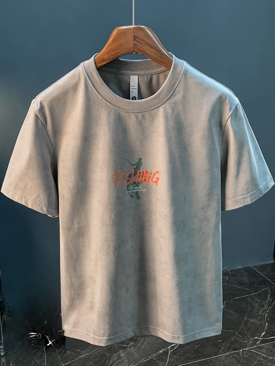 Mens Training Tshirt American Loose Short-sleeved T-shirt Men's Heavy Trend Printing Summer Top T-shirt Casual Shoulder Half-sleeved Men's Clothes