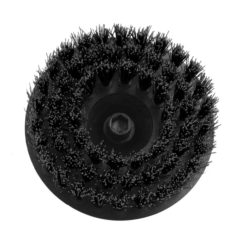 2/3.5/4/5'' Black Disc Drill Brush Attachment Power Hard Bristle Scrubber for Polisher Bathroom Cleaning Kit with Extender 5