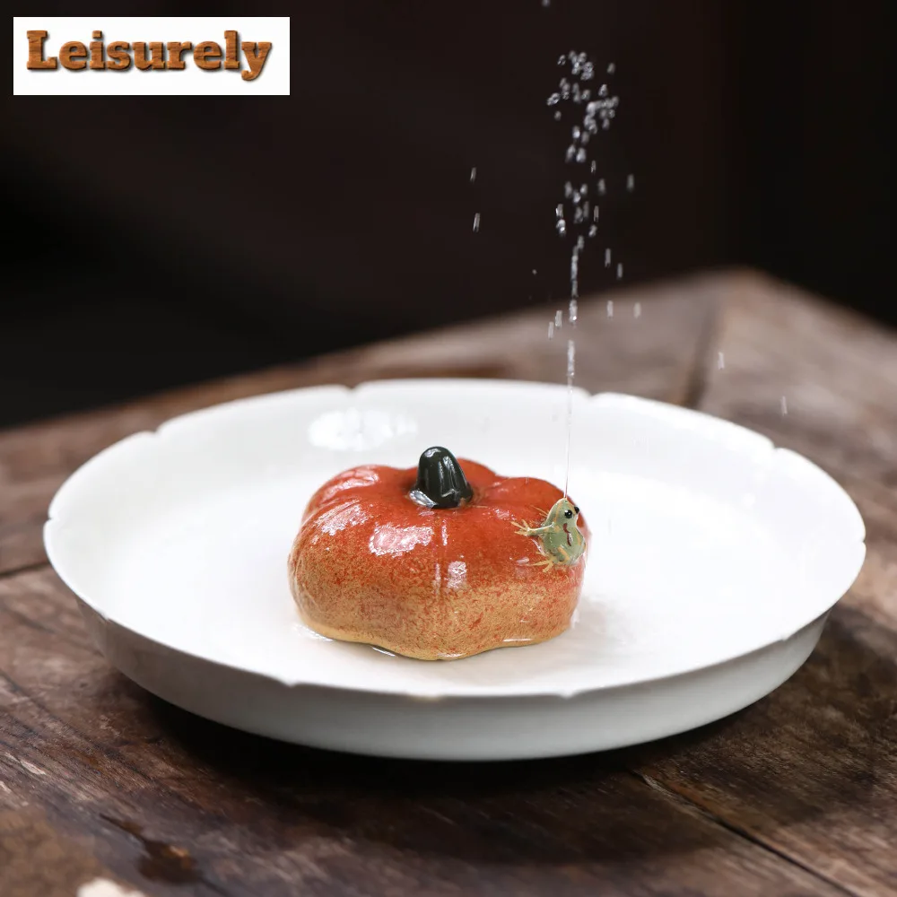 Yixing Purple Clay Water-spraying Frog Pumpkin Tea Pet Zen Flowerpot Landscaping Tea Figurine Play Toys Tea Statue Ornaments