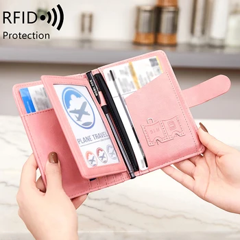 Set da Viaggio Antifrode RFID in Pelle PU, Portafoglio per Carte di Credito e Porta Passaporto per Uomo e Donna, Accessori da Viaggio