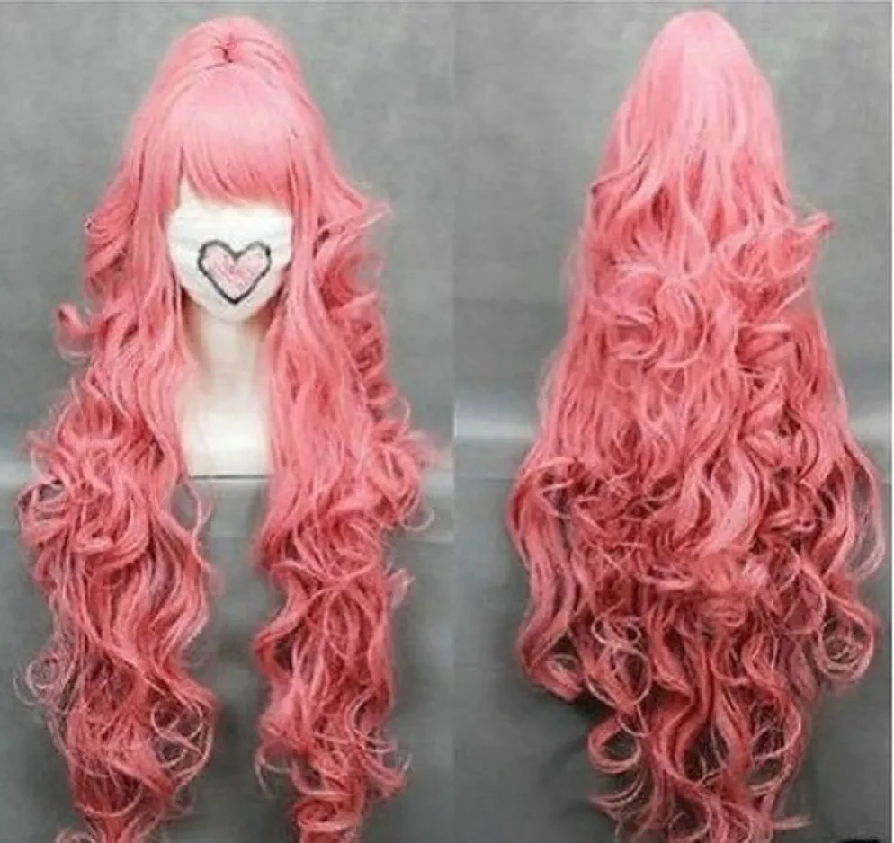 Spedizione Gratuita Hot 80Cm Vocaloi D-Megurine Casio Pink Anime Cosplay Parrucca + 1Clip Su Coda Di Cavallo
