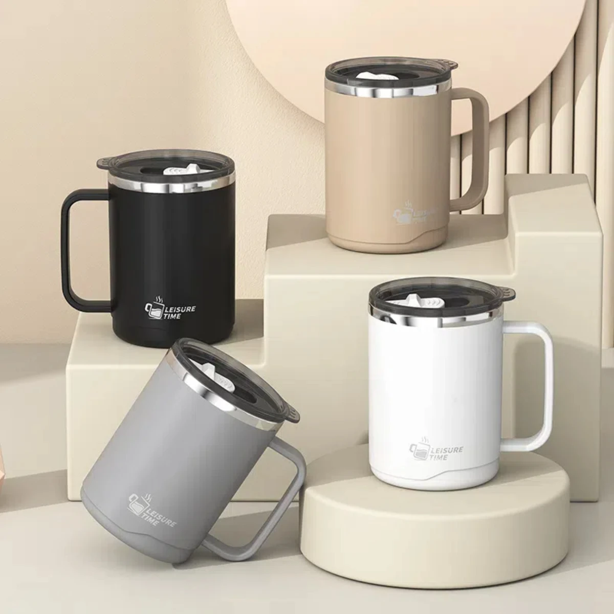 500ml Double-layer 304 Stainless Steel Insulated Coffee Cup With Handle Portable Sealed Water Cup for Student Kid