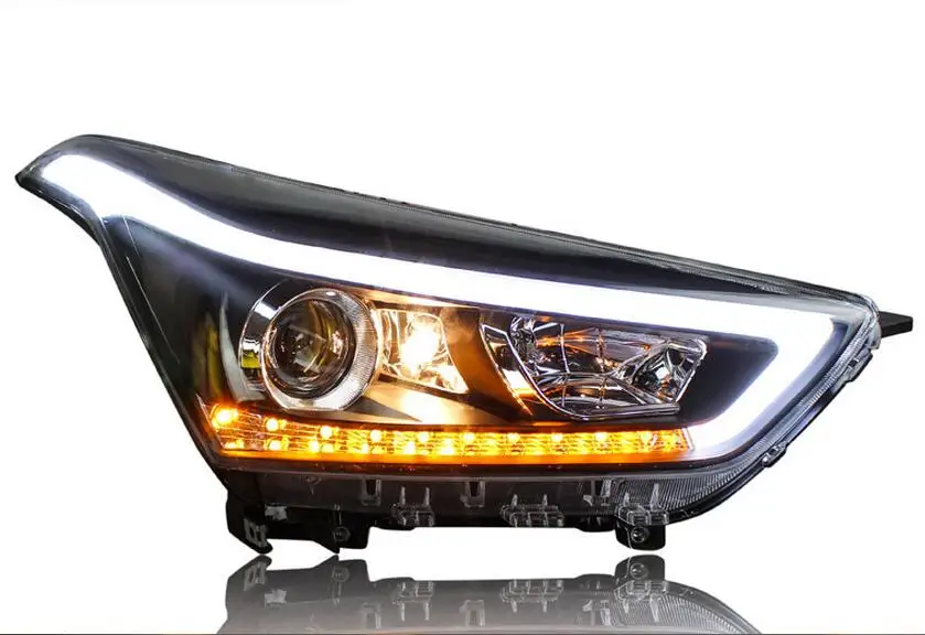 

2pcs car bumper Head light For Creta IX25 Headlight 2014~2016year IX 25 Creta taillight LED DRL HI LO HID xenon