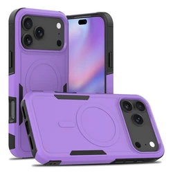 Premium 2 - in - 1 Heavy Armor Magnetic Charging Case - Shockproof Matte Protective Cover - iPhone 18 Pro Max (PURPLE)