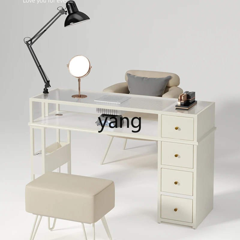 

Yhl Nail Glass Large Table Vacuum Cleaner Manicure Black for Nail Beauty Shop and Chair Suit