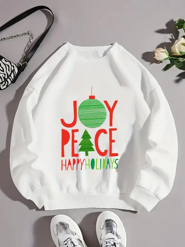 

Clothing O-neck Fashion Women Christmas Holiday Letter Sweet Letter Happy New Year Pullovers Female Graphic Sweatshirts