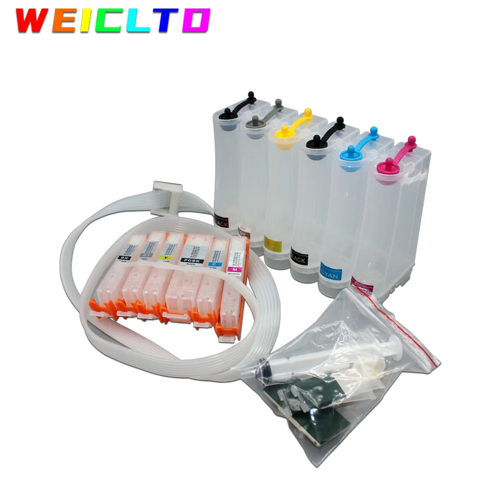 6 색 PGI-150 CLI-151 PGI150 CLI151 Ciss 시스템 Canon MG5610 MG6310 MG6610 MG7110 MG7510 iP8710 프린터 (리셋 칩 포함)