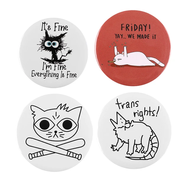 Cute Cat Soft Button Pins Sad and Cool Meme Pack Printed Icon Gifts for  Friends Badge Collar Brooch Lapel Pin Metal - AliExpress