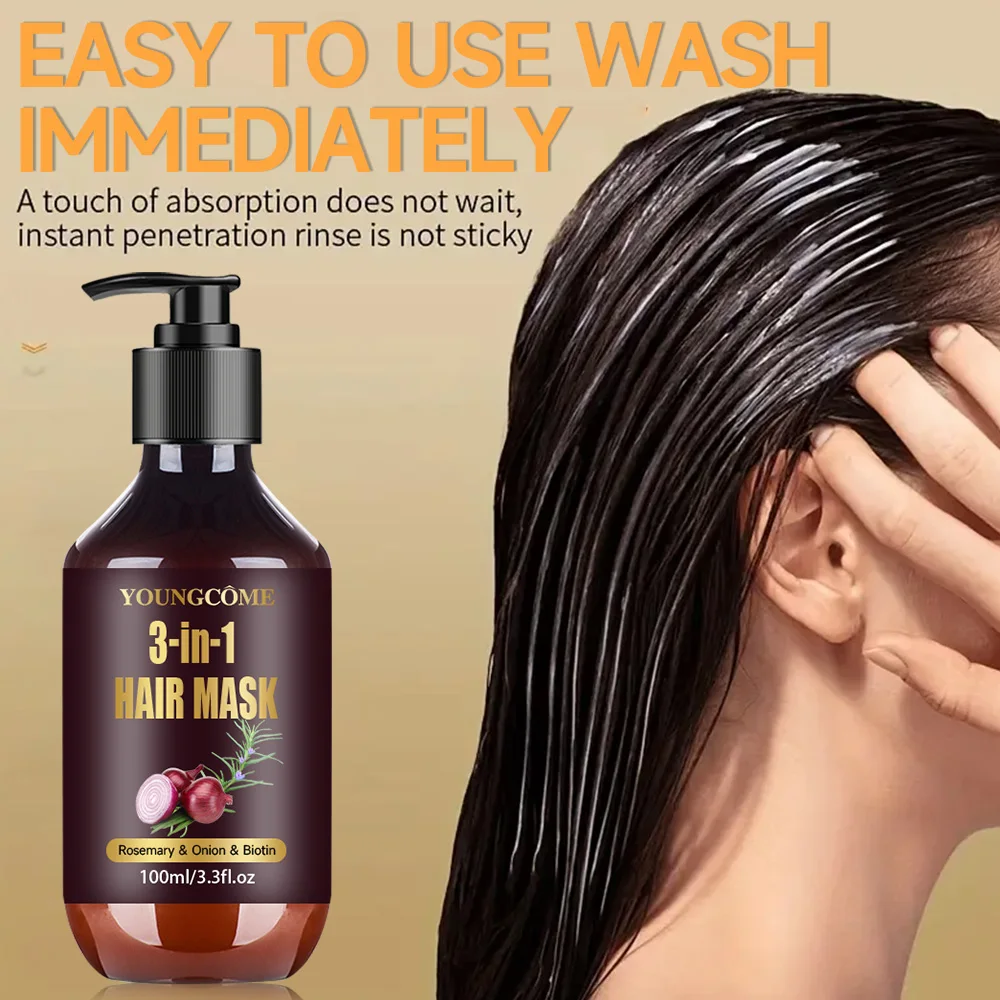 Maschera per capelli organica con rosmarino, cipolla Biotina 3 in 1 Trattamento naturale Nutriente Riduce la caduta dei capelli Prodotti per capelli anti-rottura100ml 4