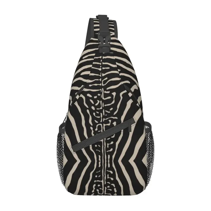 

Zebra Stripes Print Skin Sling Bags for Traveling Men Cow Texture Hide Chest Crossbody Backpack Shoulder Daypack