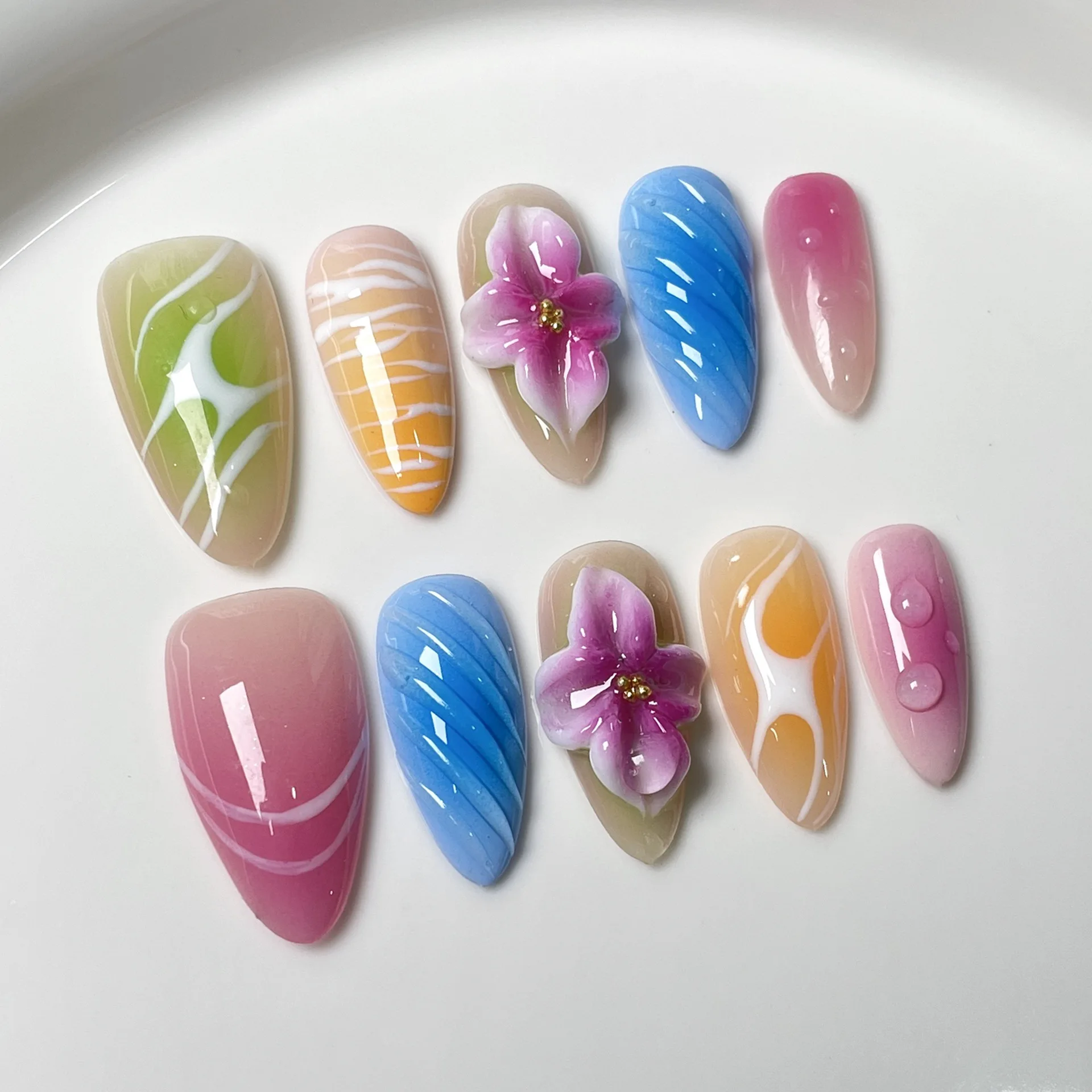 Glossy Almond French Press On Nails Set - Image 5