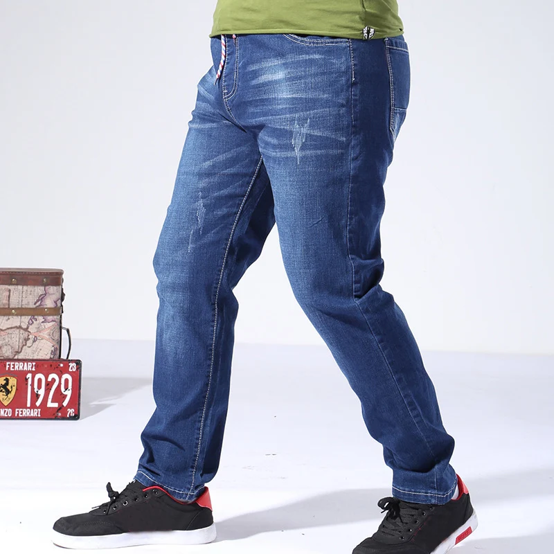 Oversized jeans 300 pounds extra large PANTS Big men 165kg thin Spring trousers High waist 8XL 60 big Szie 12XL men blue jeans 4