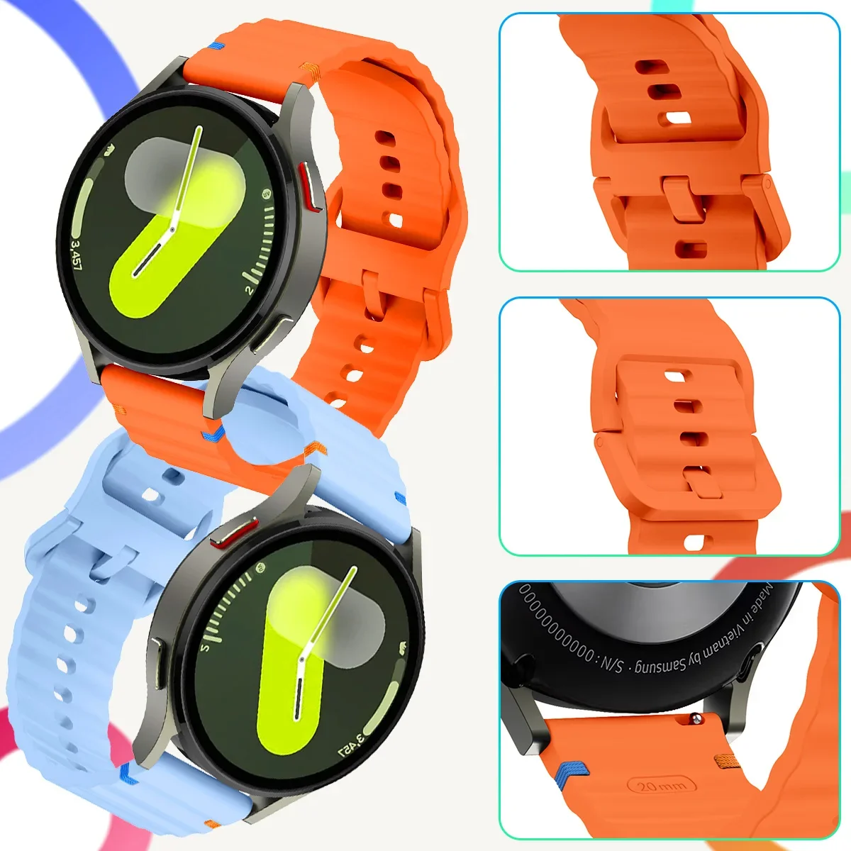 Versatile Wave Silicone Sports Wristband - 18/20/22mm Strap