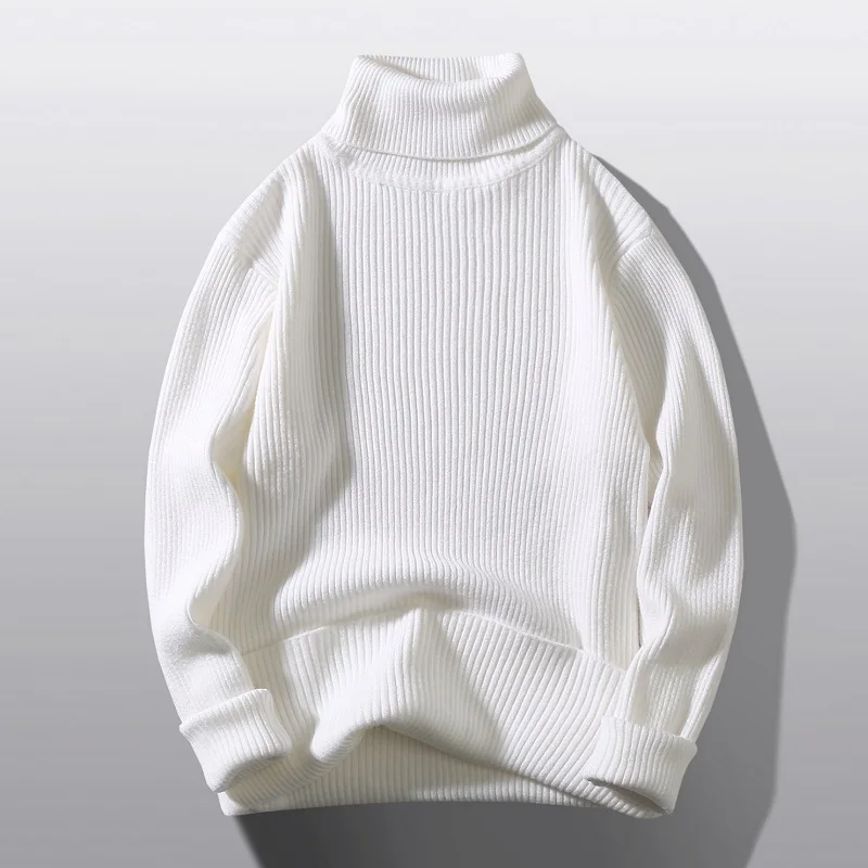 

Autumn Winter Turtleneck Sweaters Men Solid Color Knitted Pullovers Mens Fashion Slim Fit Casual Turtleneck Pullover Sweaters