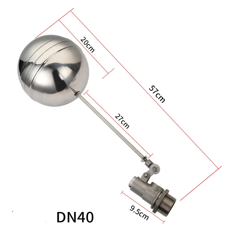 DN40 1.5"Tank Water Tower Float Ball Switch Control Body 304 Stainless Steel Control Water Level Float Ball Valve