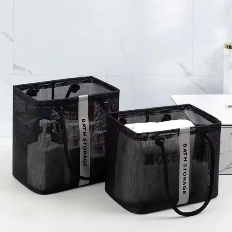 Mesh Shower Basket Portable Bathroom Storage Basket Toiletry Organizer Basket Cleaning Supplies Bag Multifunctional Storage Bag