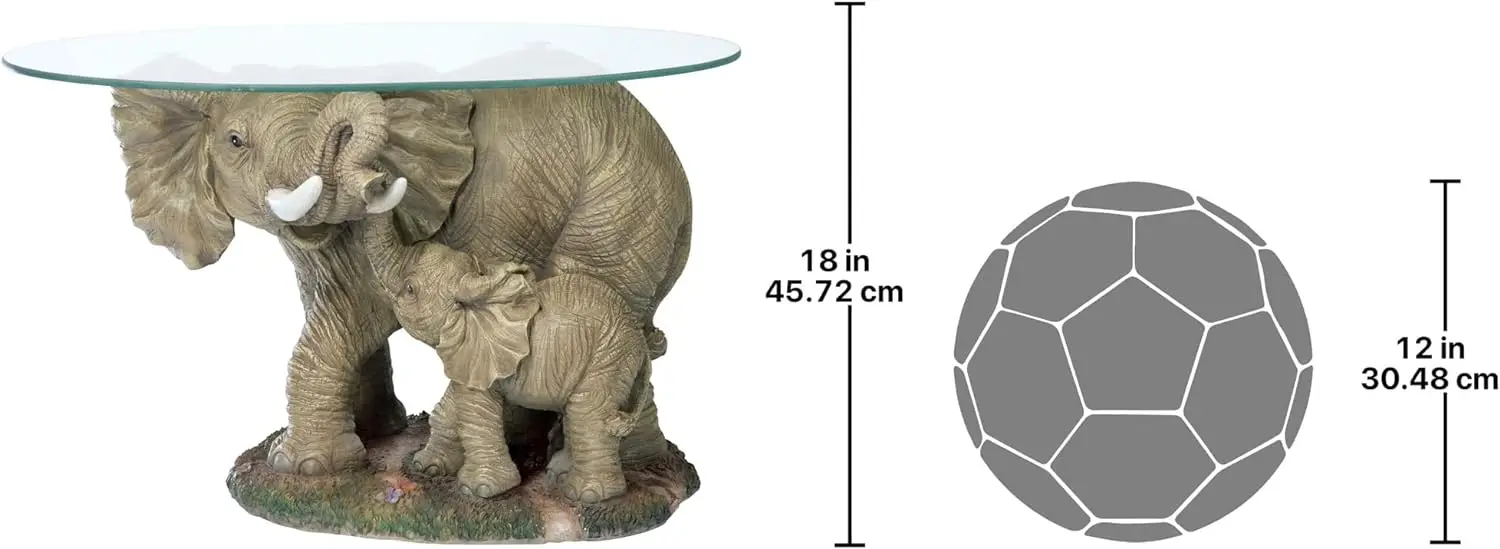Glass-Topped Coffee and Cocktail Table, 18" High, Full Color Finish Creative Elephant Living Room Tables 3