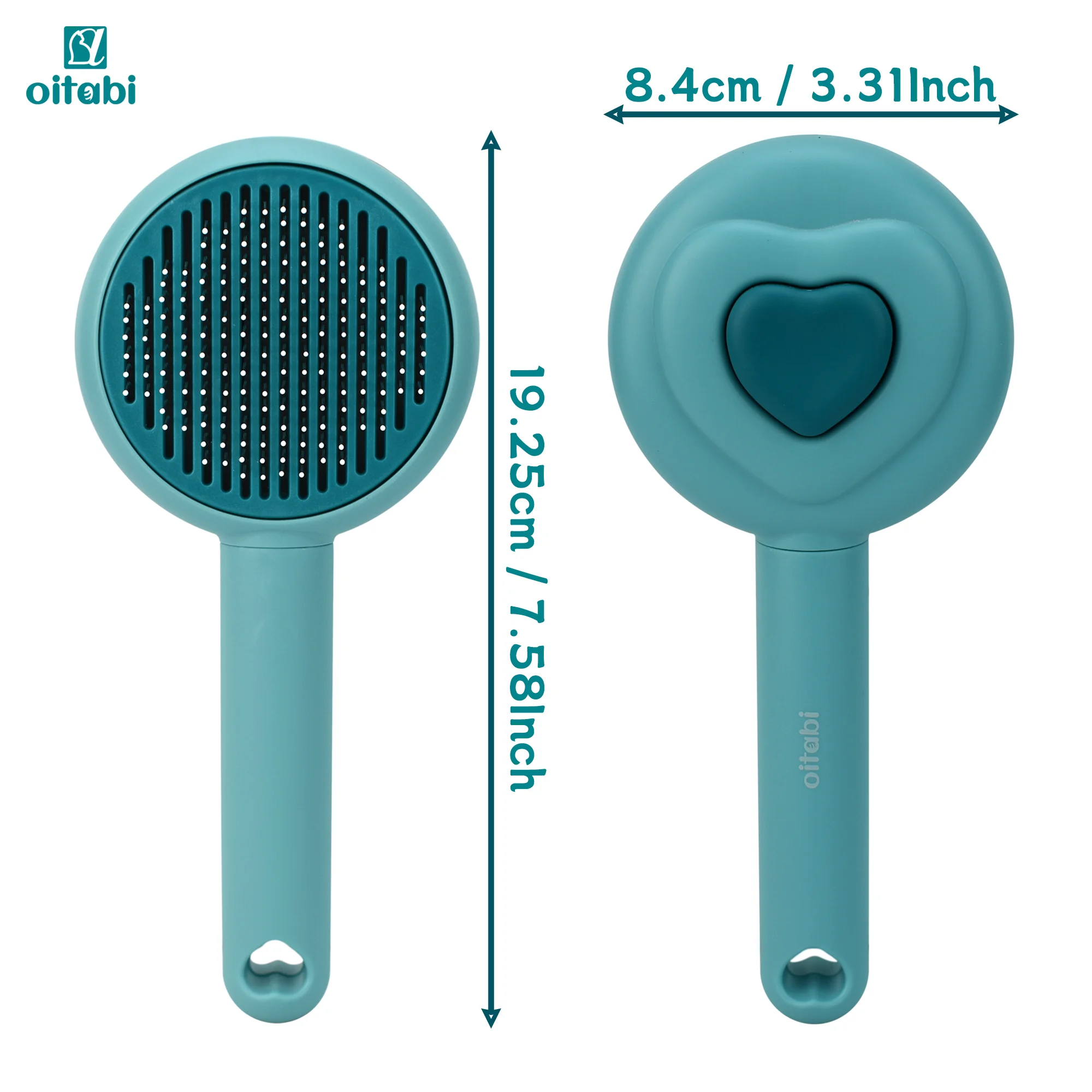 Oitabi Cat Self Cleaning Slicker Brush, Pets Skin Friendly Grooming Brushes for Shedding Dogs Cats Hair Easy to Remove Undercoat 2