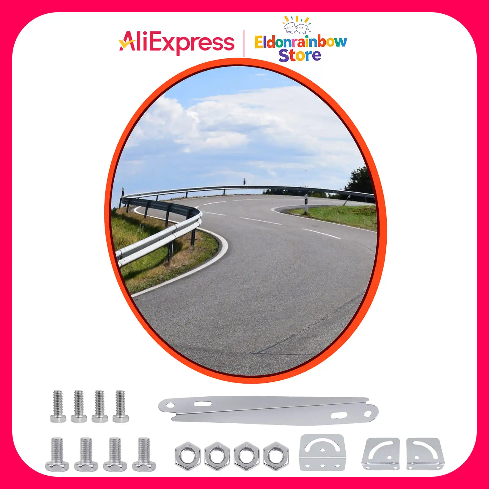 Safety Mirror with Bracket, 130 Degree Wide Angle Security Mirror Outdoor Indoor Burglar Safurance 30CM