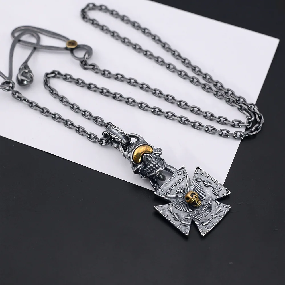 Medieval vintage vintage skull hang tag necklace