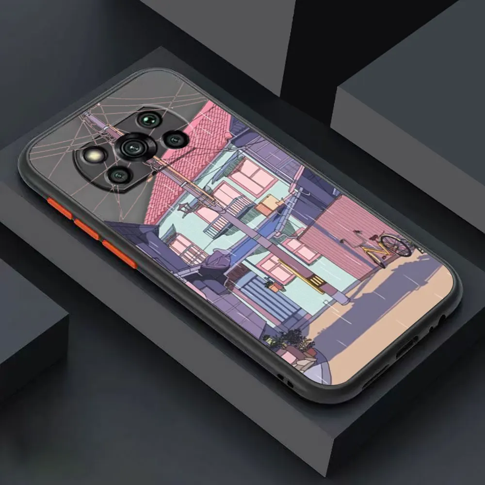 thumbnail image 1 of Case for Xiaomi POCO X3 X2 M4 M3 M2 F4 F3 GT F2 C40 CC9 PRO 4G 5G A3 MIX4 CIVI Case Japanese Anime Hand-Painted House Landscape, 1 of 5