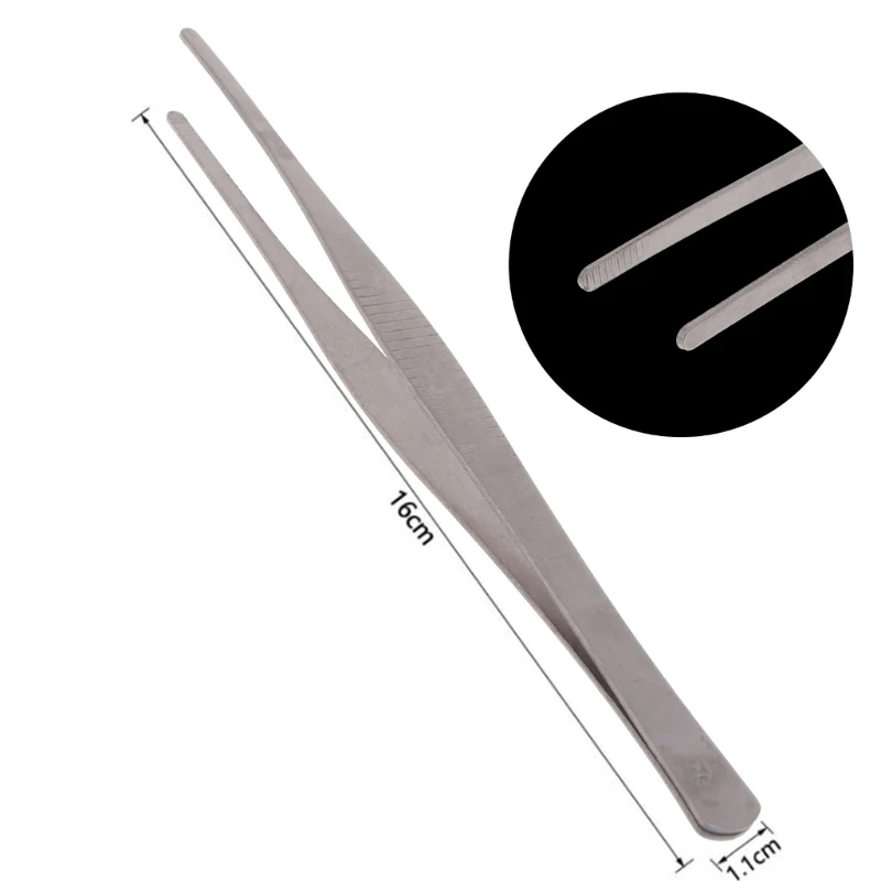 12.5/14/16/18 Stainless Steel Tweezers with Curved Pointed Serrated Tip Daily Garden Tool All-purpose Plier