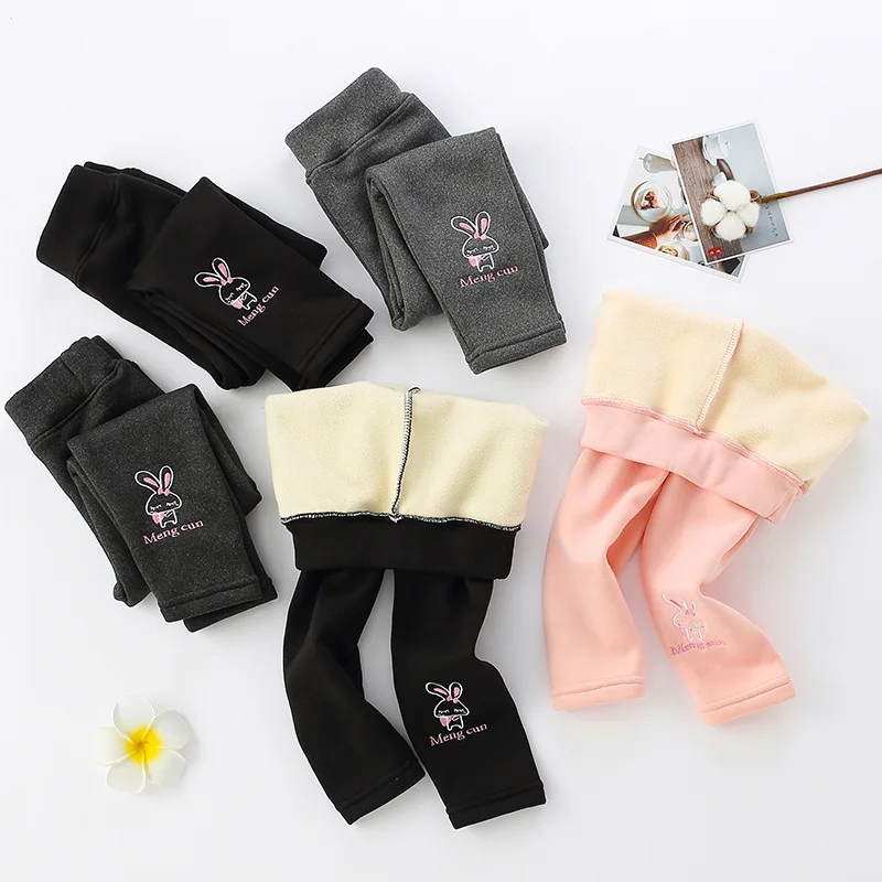 Winter Warm Baby Girls Fleece Lined Leggings Solid Color Thick Thermal Plus  Velvet Pencil Pants Children Stretch Slim Trousers - AliExpress