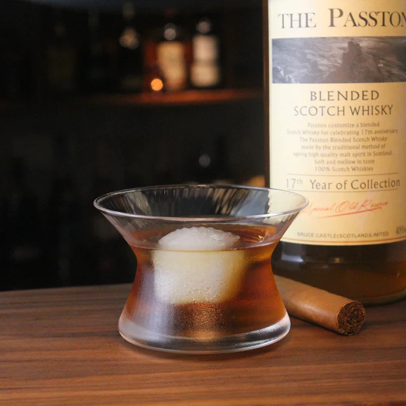 Handmade Old Fashioned Scotch Whiskey Spin Glass Cup Neat Bowl Crystal Whisky Tumblers Cappie XO Brandy Bourbon Glasses