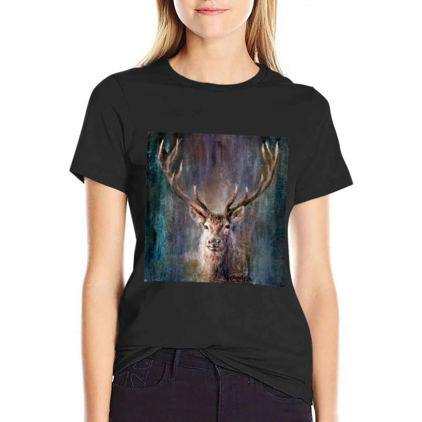 

Highland Hues Stag T-shirt Blouse cute tops rock and roll t shirts for Women