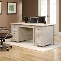Sauder Edge Water Executive Desk, L: 65.12" x W: 29.53" x H: 29.37", Chalked Chestnut 2