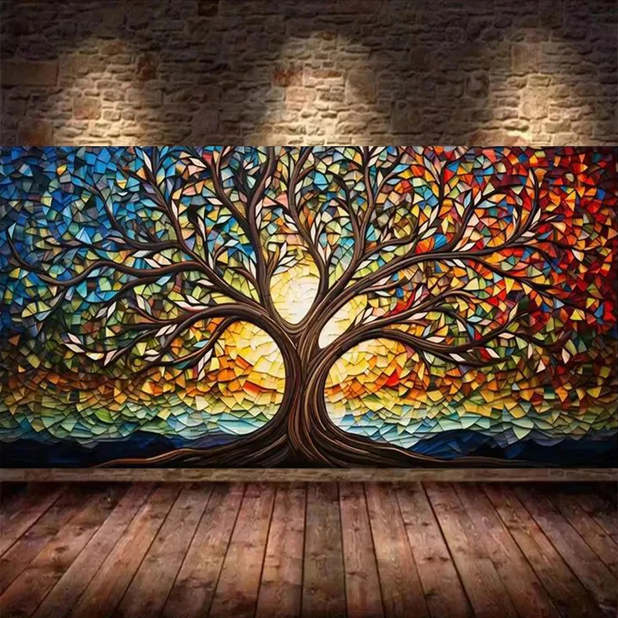 Tree of Life Large Size Diy Diamond Arts Painting Full Square Round Drill Mosaic Embroidery Pictures Mythology Gift 220x110cm 1