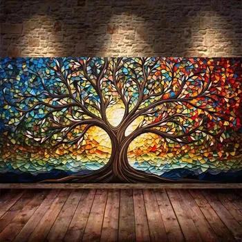 Tree of Life Large Size Diy Diamond Arts Painting Full Square Round Drill Mosaic Embroidery Pictures Mythology Gift 220x110cm 1