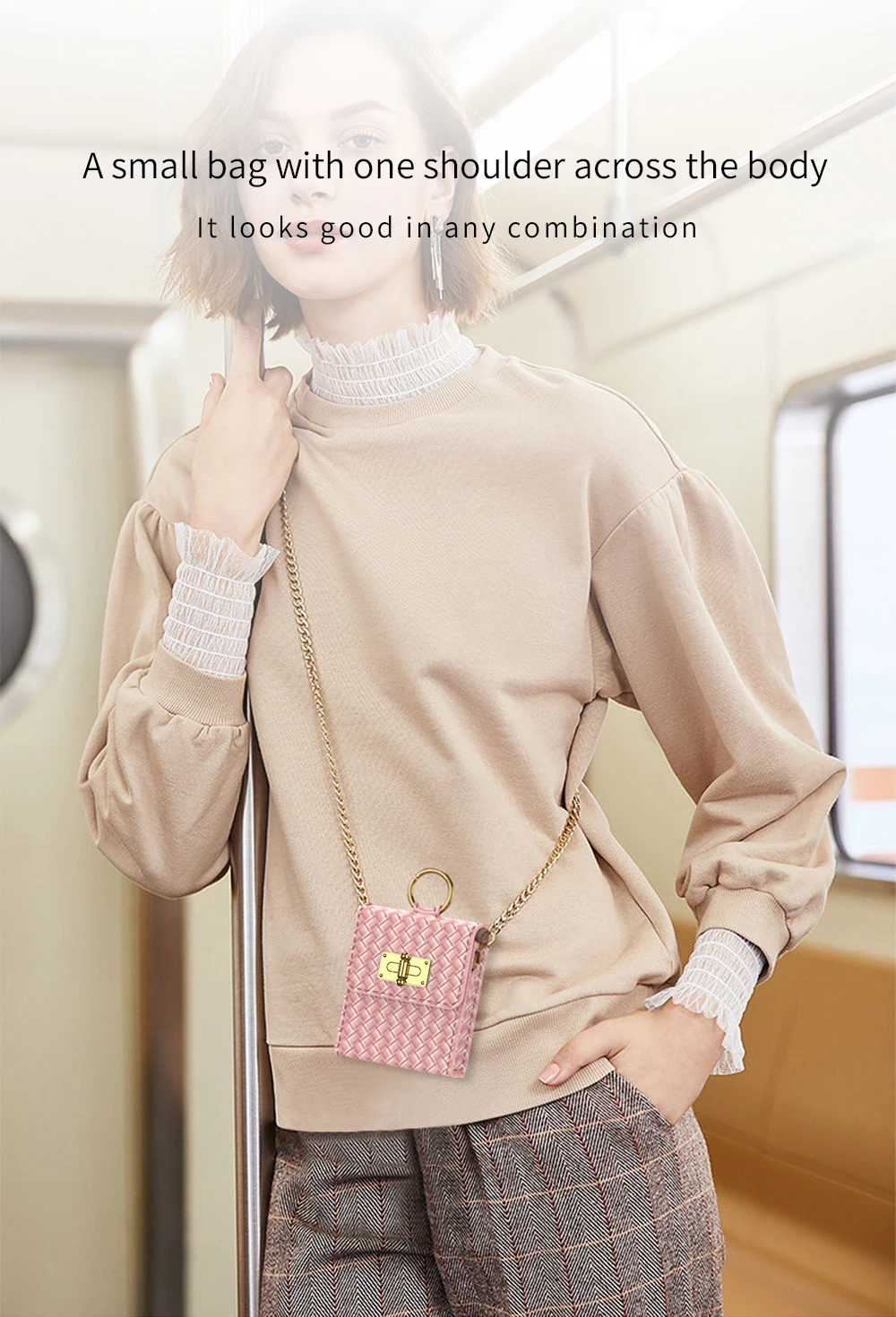 Mini tracolla per Samsung Galaxy Z Flip 3 4 5G Borsa per telefono con cordino a catena in pelle semplice con anello ultra sottile_voghion.com