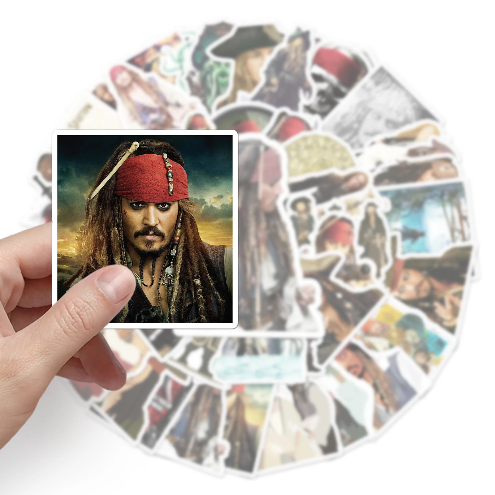 

50Pcs/Set Cartoon Pirates of the Caribbean Stickers Doodle Ornament Stationery Phone Automobile Plaything Waterproof