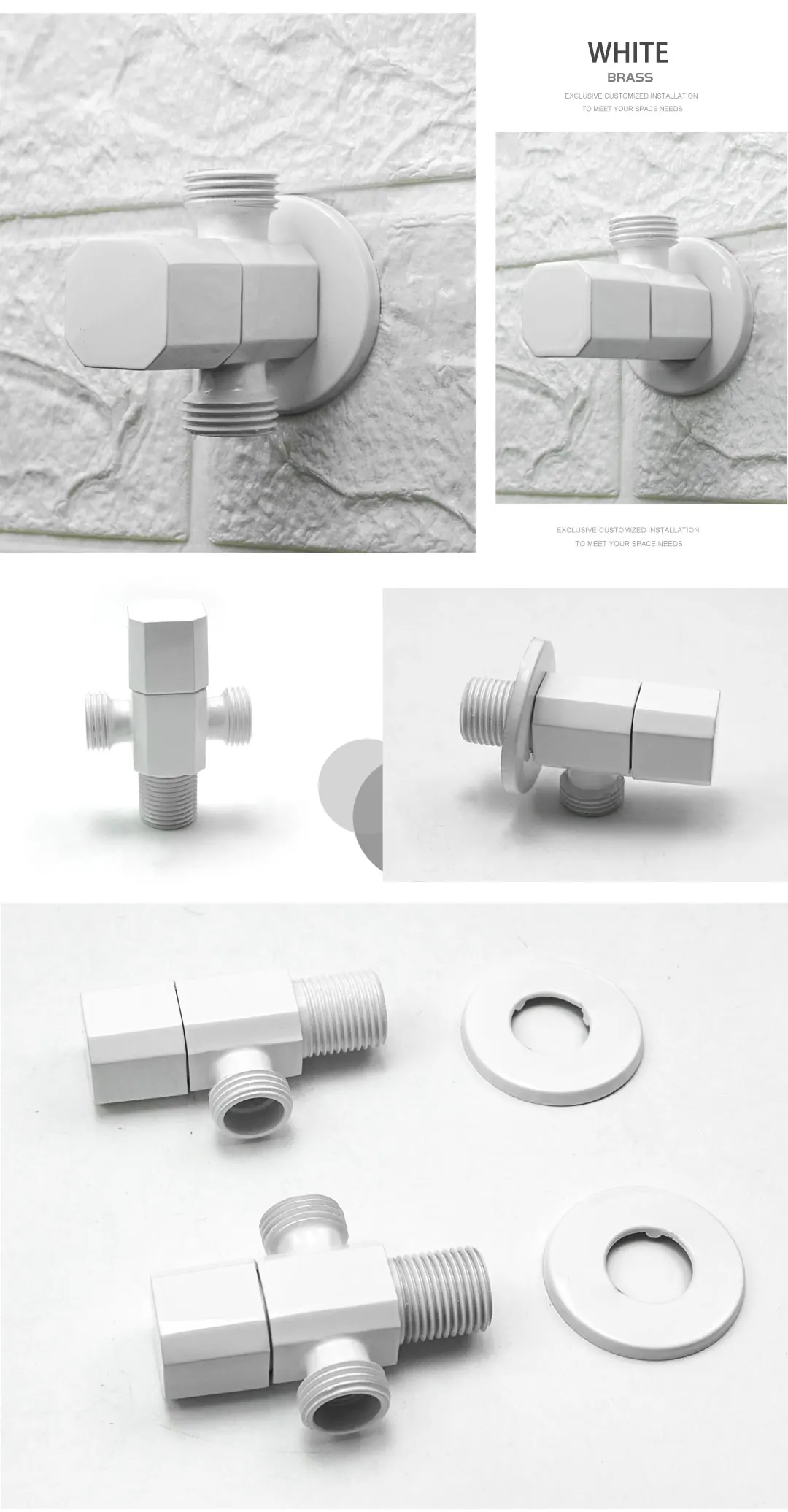 Description Picture 6 of itemRose Gold Brass Copper Black White Angle Valve for Kitchen Bathroom Toilet Cold and Hot Water Control Stop Valve G1/2 Connector