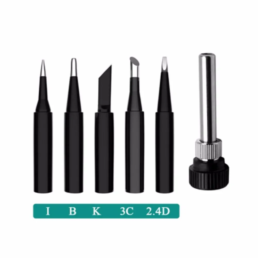 

6PCS Soldering Iron Tip 900M-T Lead Free For Hakko 936 937 938 Soldering Station Black Gold Steel Constant Temperature Tool Kit