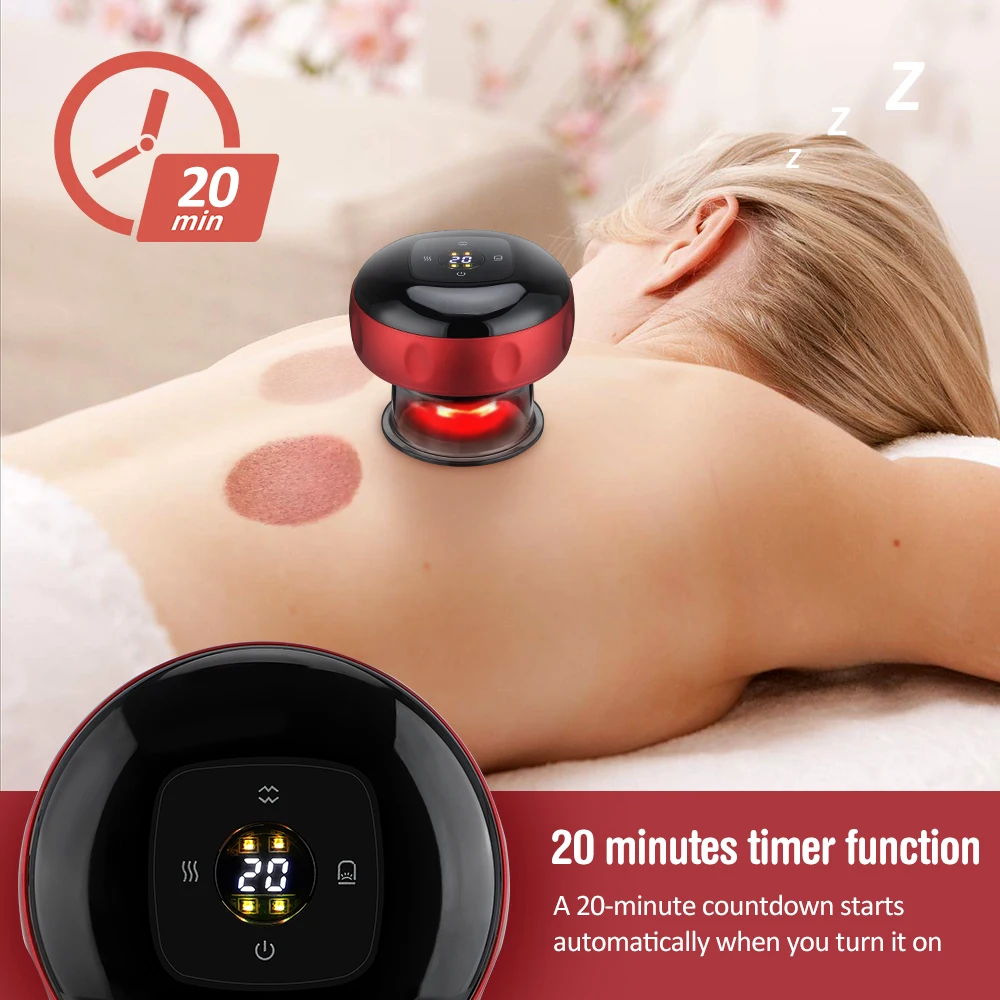 Smart Cupping Scraping Therapy Massager with Red Light Therapy Timing Electric Cupping Massager Bian Stone Gua Sha Scraping Tool 2