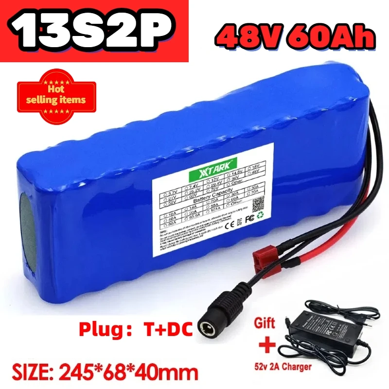 

Original 48V 13S2P Lithium ion Battery Pack 60Ah power endurance For 54.6v power vehicle with BMS+charger