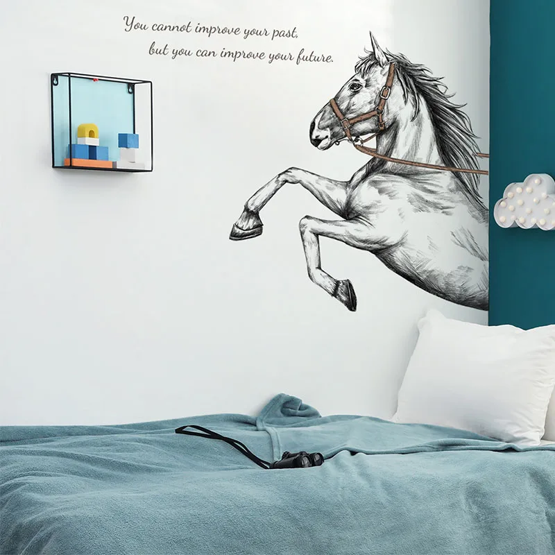 

Running Horse English Text Wall Sticker Living Room Bedroom Children's Room Decoration