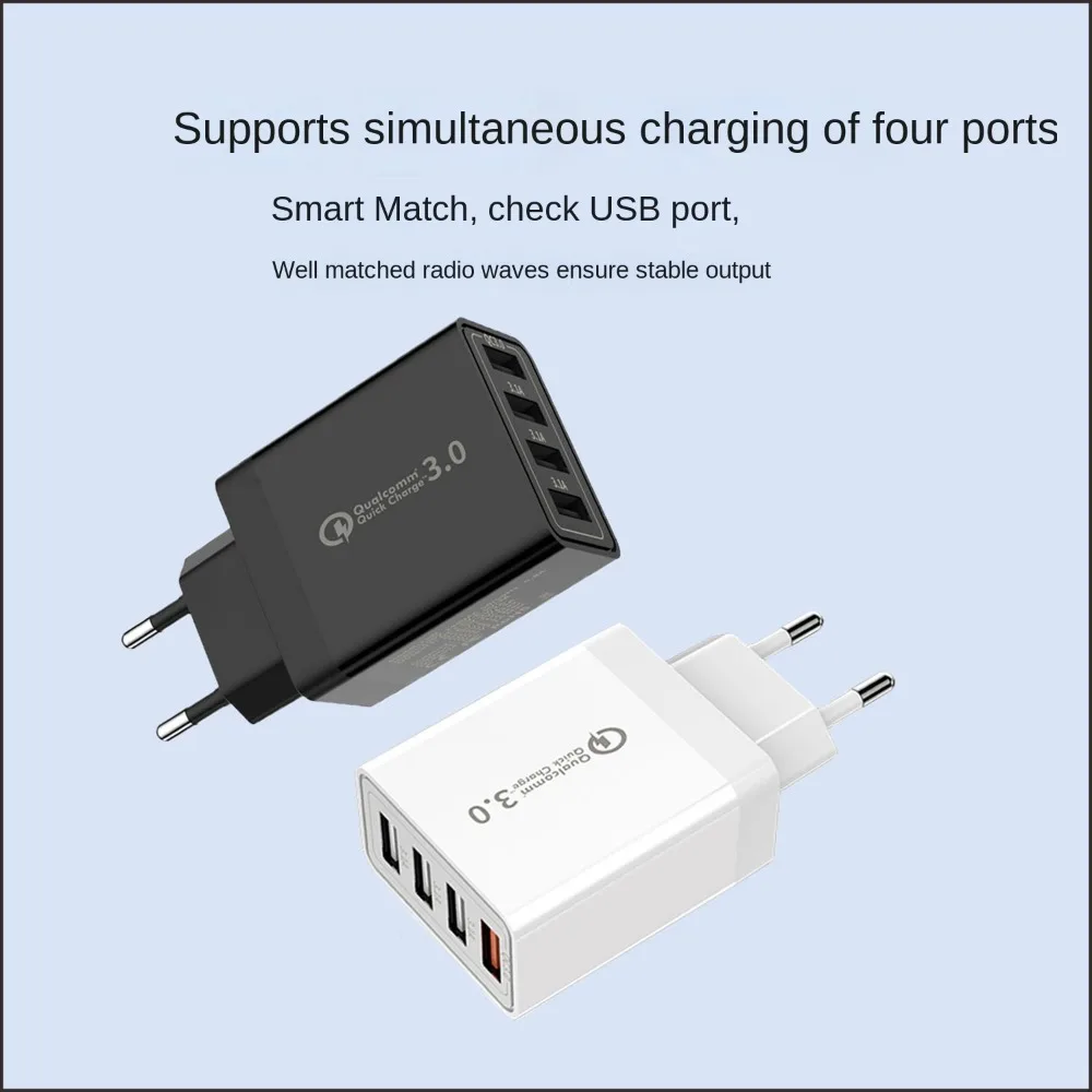 EU Plug USB Charger with 4-Port 3.1A Quick Charge Adapter