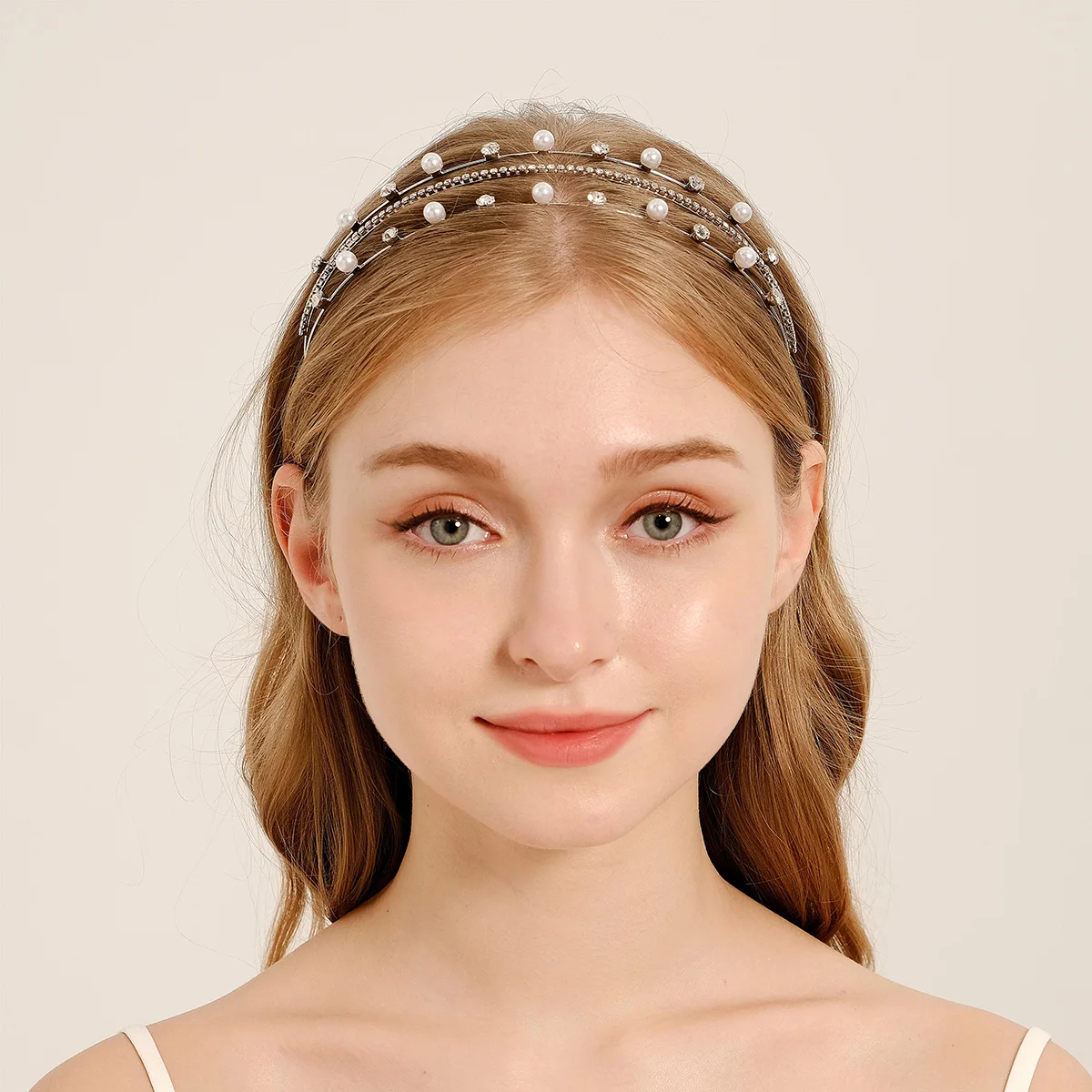 Rhinestone Star Headband for Women Party Hairband Multilayer Pearl rhinestone Hair Hoop Bezel Girls Hair Accessories