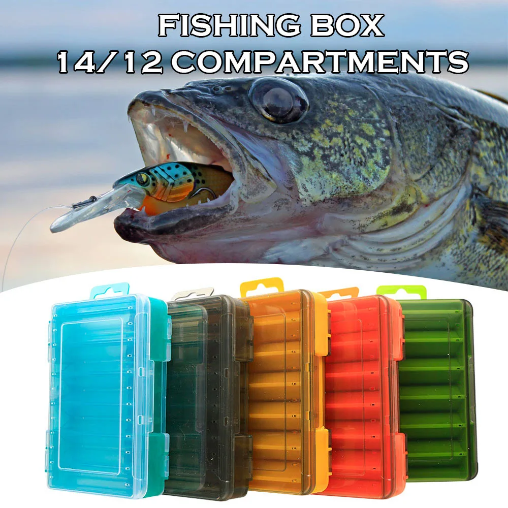 Kingdom Fishing Lure Tackle Boxes 14 Compartments Plastic Fishing  Accessories Storage Case Double Sided High Strength Boxes - AliExpress