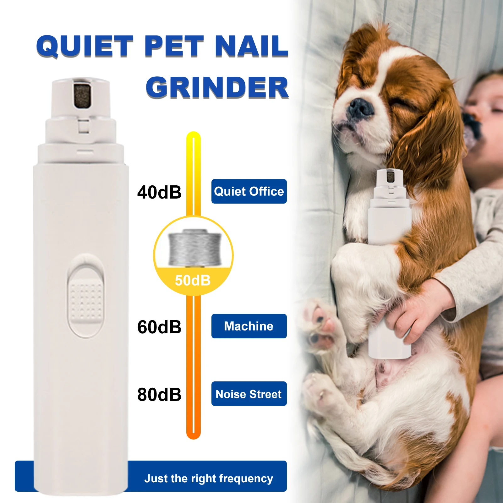 Pet Nail Grinder for Cats and Dogs Professional 50dB USB Fast Charging 3 Hours Working Time Nail Grinder