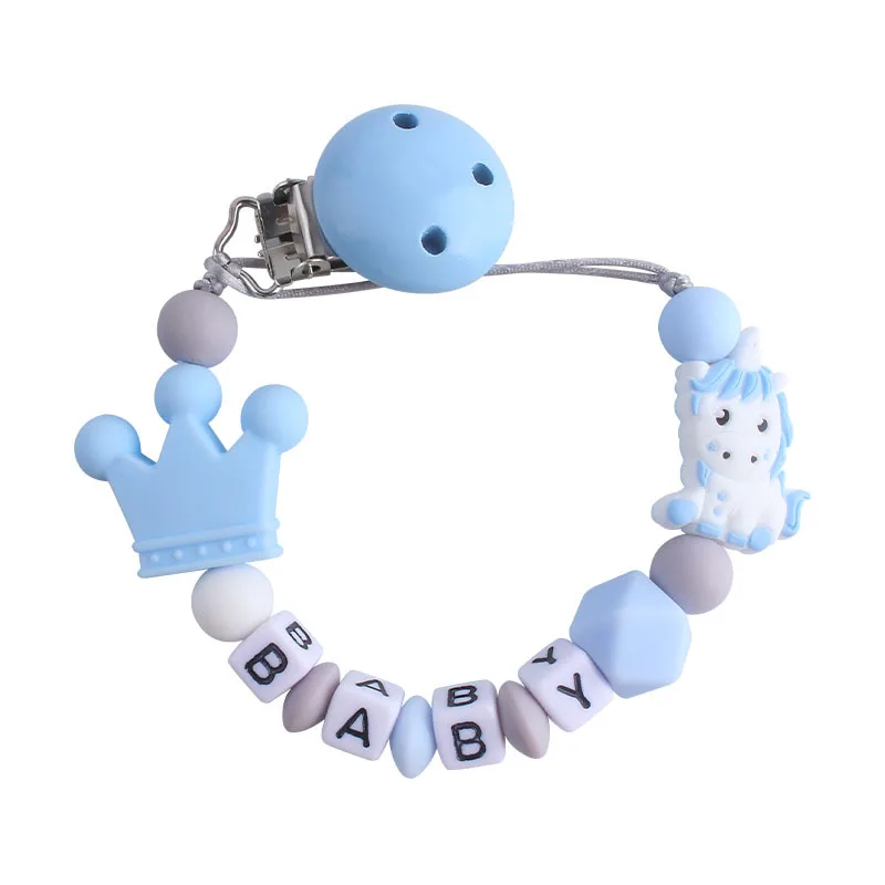 Personalized Name Pacifier Clip for Babies Unicorn Silicone Teether Custom Nipple Attachment Dummy Chain Holder