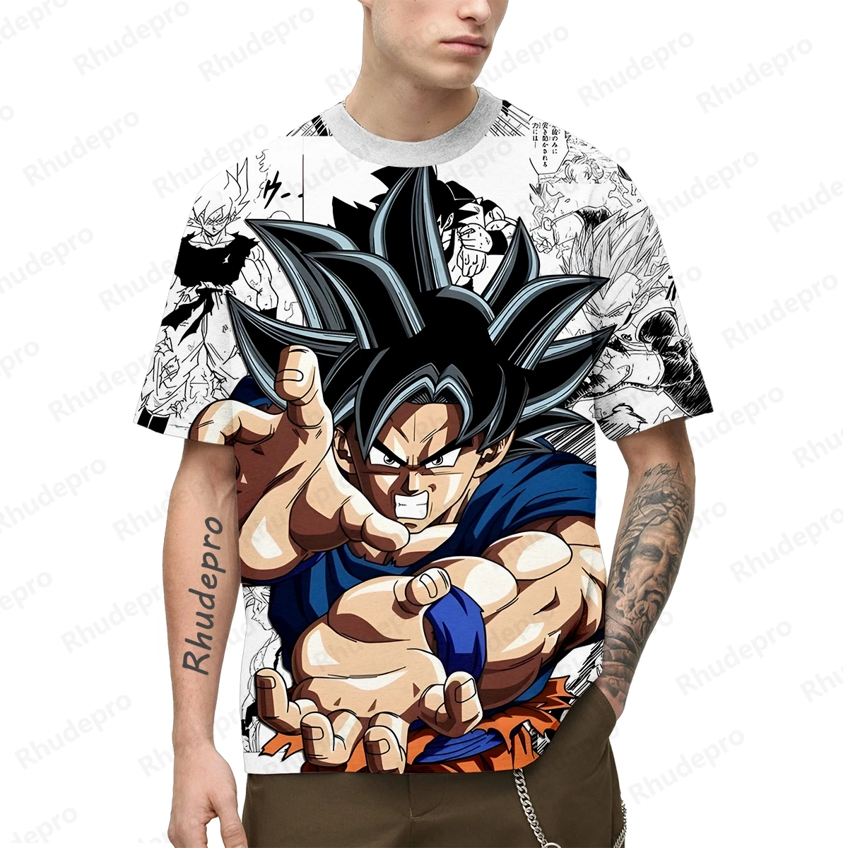 

Short Sleeve 3d Printed Men's Round Collar Short Sleeve T-shirt Personality Trend Anime Oversized T-shirt Divine dragon