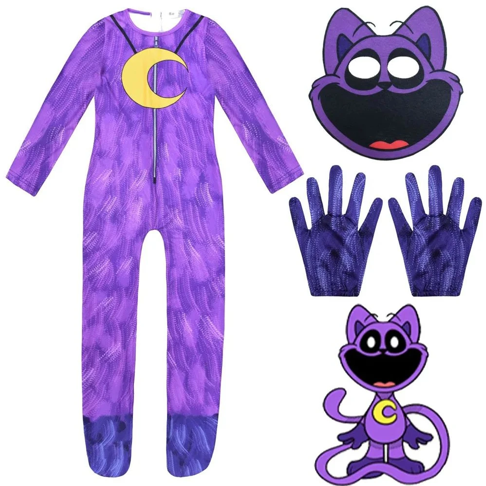 Smiling Critters Cat Cosplay Costumes CATNap Accion Jumpsuit Halloween Carnival Party Dress Up Suit for Kids kids clothing set girls clothing set kids sweatshirt set boys clothing set