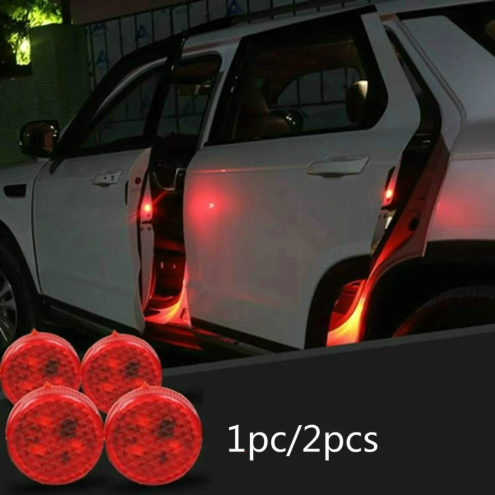 Car Door Light 2PCS Warning Light Anti Collision Flash Red Wireless Alarm Lamp Strobe Turn Signal Parking