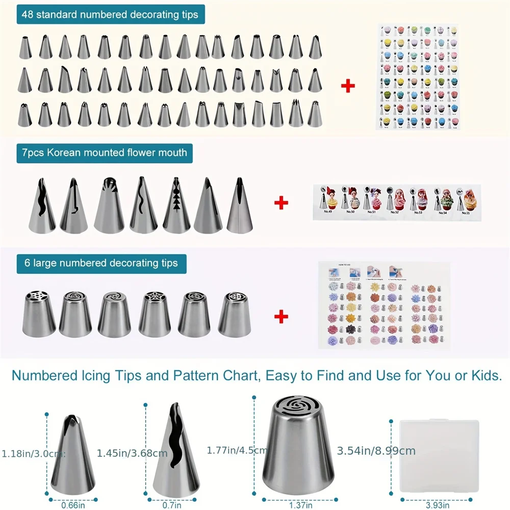 Cake Tools Cake Decorating Kit 207pcs Cake Decorating Tool Kit Including Cake Turnable Cale Lever Pipping Tips/ Bags Icing Spatulas Kitchen Accessories