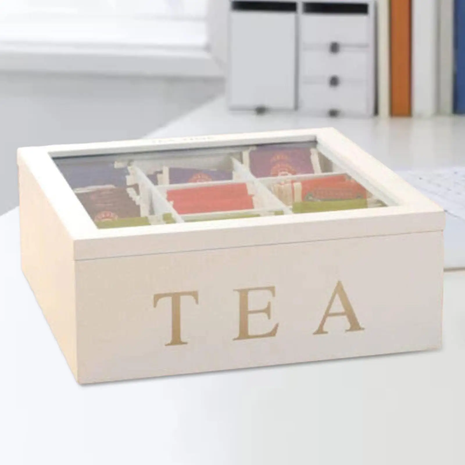 Tea Box Coffee Tea Bag Teacup Infuser Storage Holder Organizer Set Lid 9 Compartments Cabinets Home Kitchen tea tin box tea canister